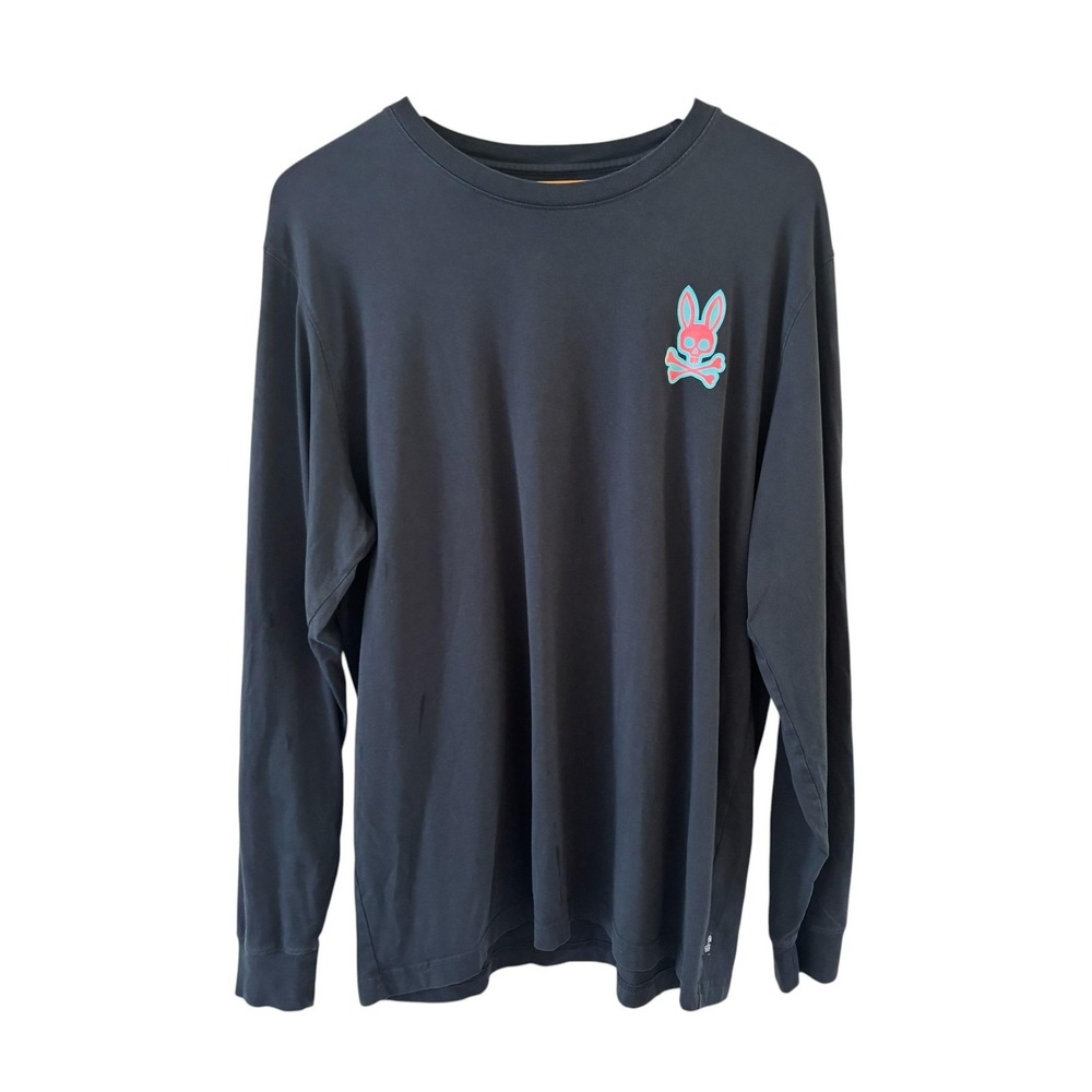 Psycho Bunny Graphic T Shirt Mens 7/XL Blue Long Sleeve‎ Skull Logo Streetwear